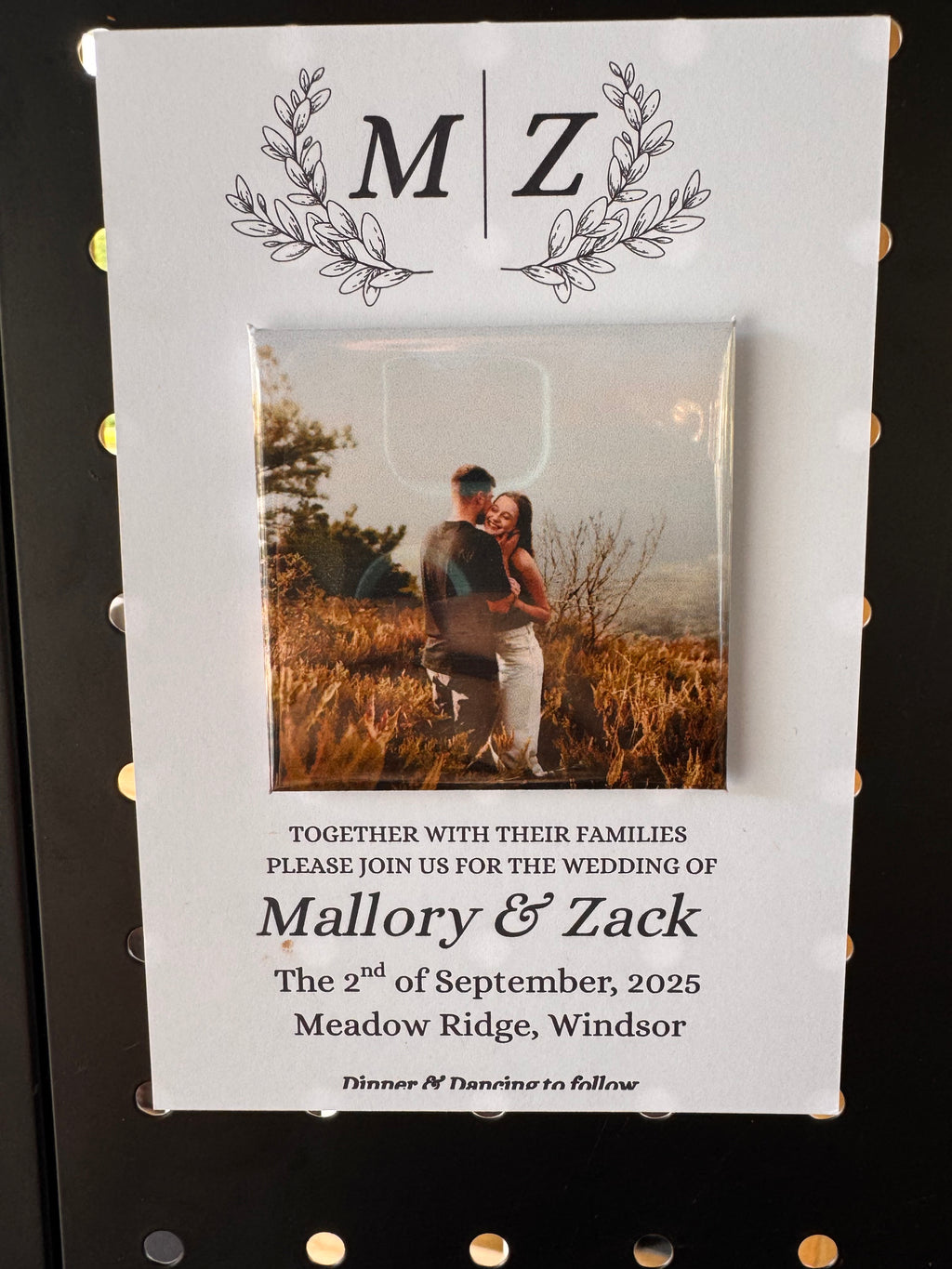 Custom Wedding Invitations with 2.5 x 2.5 magnet