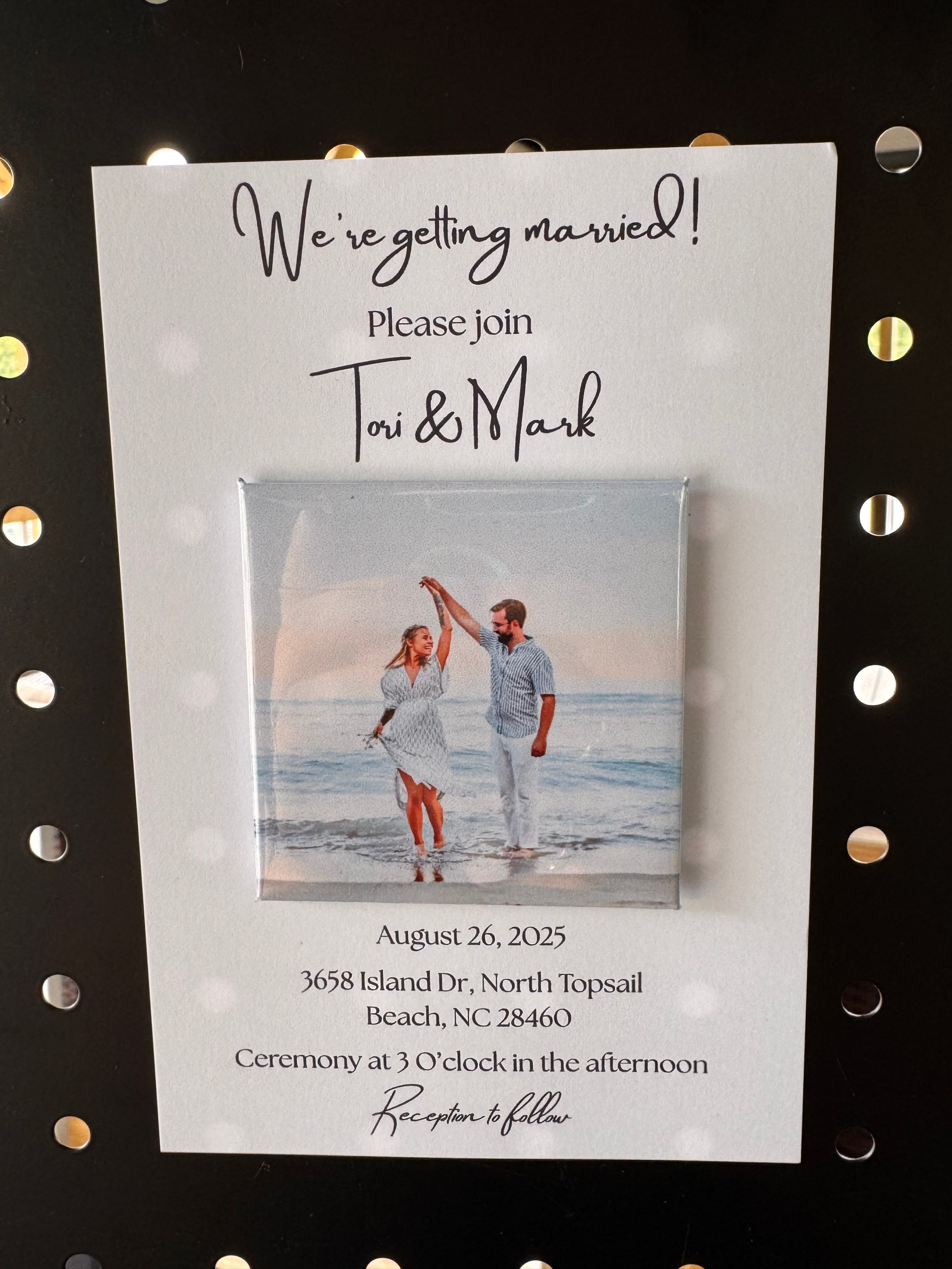 Custom Wedding Invitations with 2.5 x 2.5 magnet