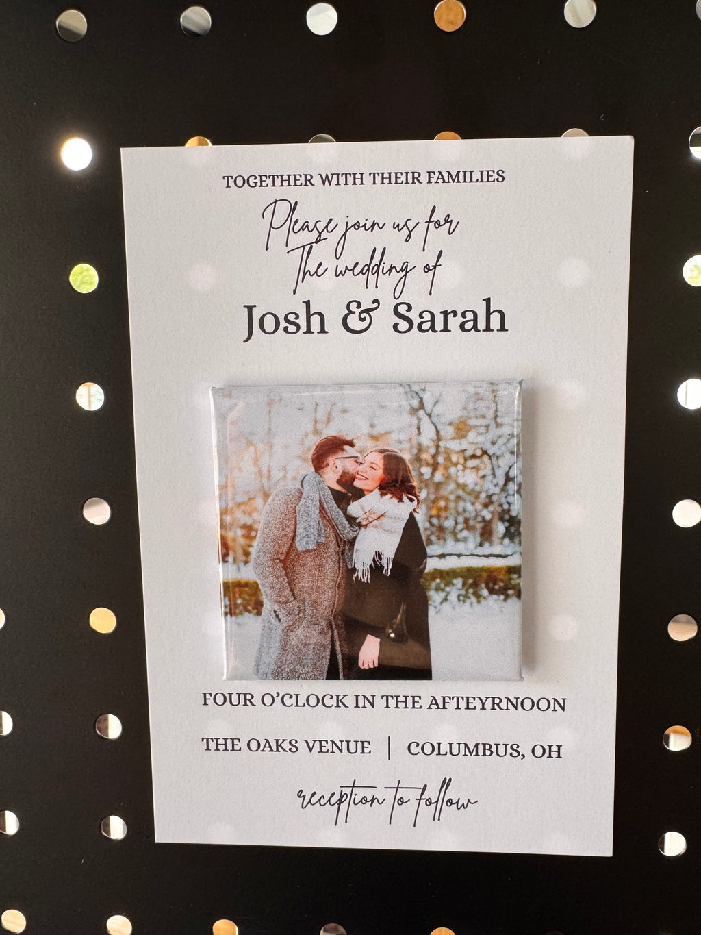 Custom Wedding Invitations with 2.5 x 2.5 magnet